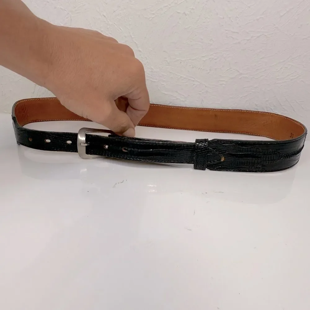 Tony Lama Black Lizard Embossed Leather Western Belt Men’s 30 VGUC